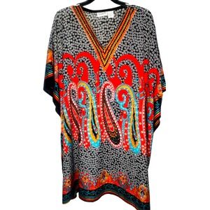 SANTE CLASSICS Kaftan Paisley Multicolor festival tribal vneck boxy One Size‎